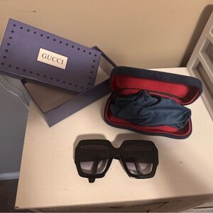 Gucci Black Sunglasses with Blue and Red Case